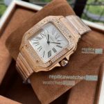Cartier Santos lady Rose Gold Watch Replica Rome Markers